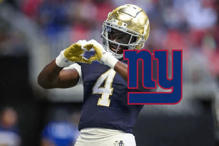 Notre Dame running back Jeremiyah Love visited the New York Giants ahead of the 2026 NFL Draft as teams continue evaluating top prospects.