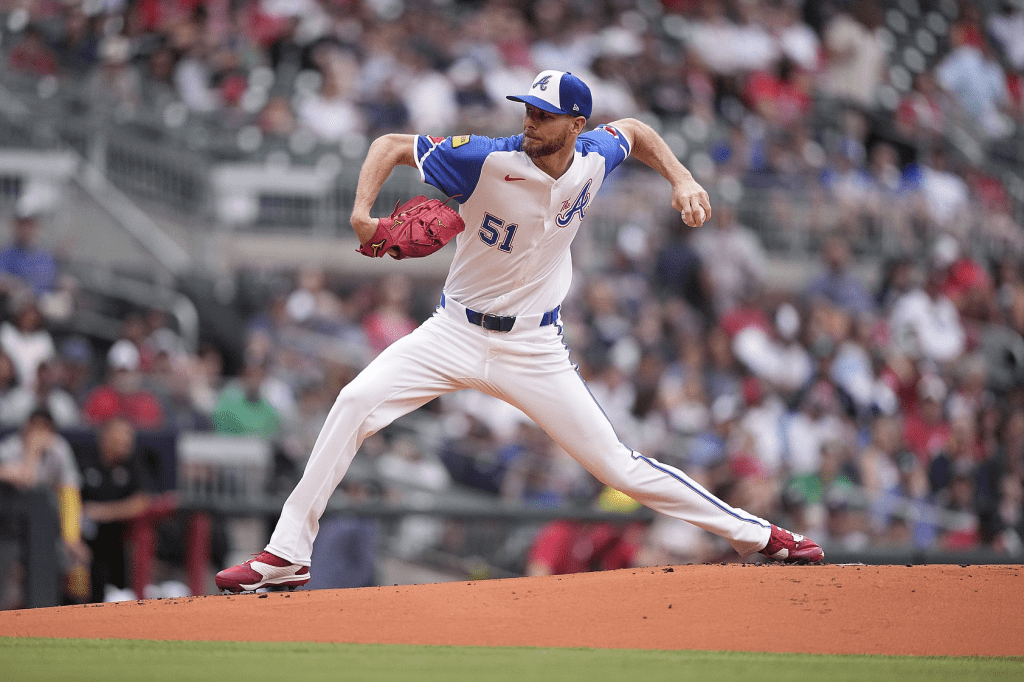 AP photo by Brynn Anderson / Atlanta Braves starter Chris Sale pitches during Saturday's home game against the Oakland Athletics. Sale's seven-game winning streak ended as the Braves lost 9-8.