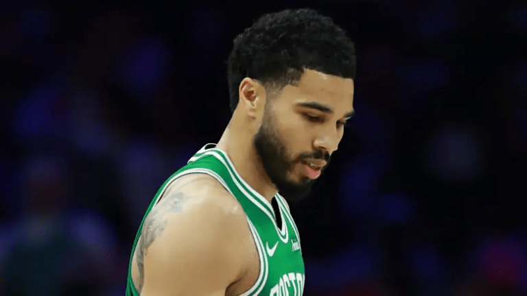 Celtics star Jayson Tatum reacts to injury after missing Game 7