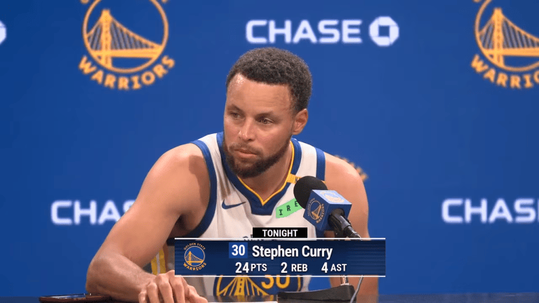 Stephen Curry goes 8-for-8 as Warriors cruise past Nuggets for first win